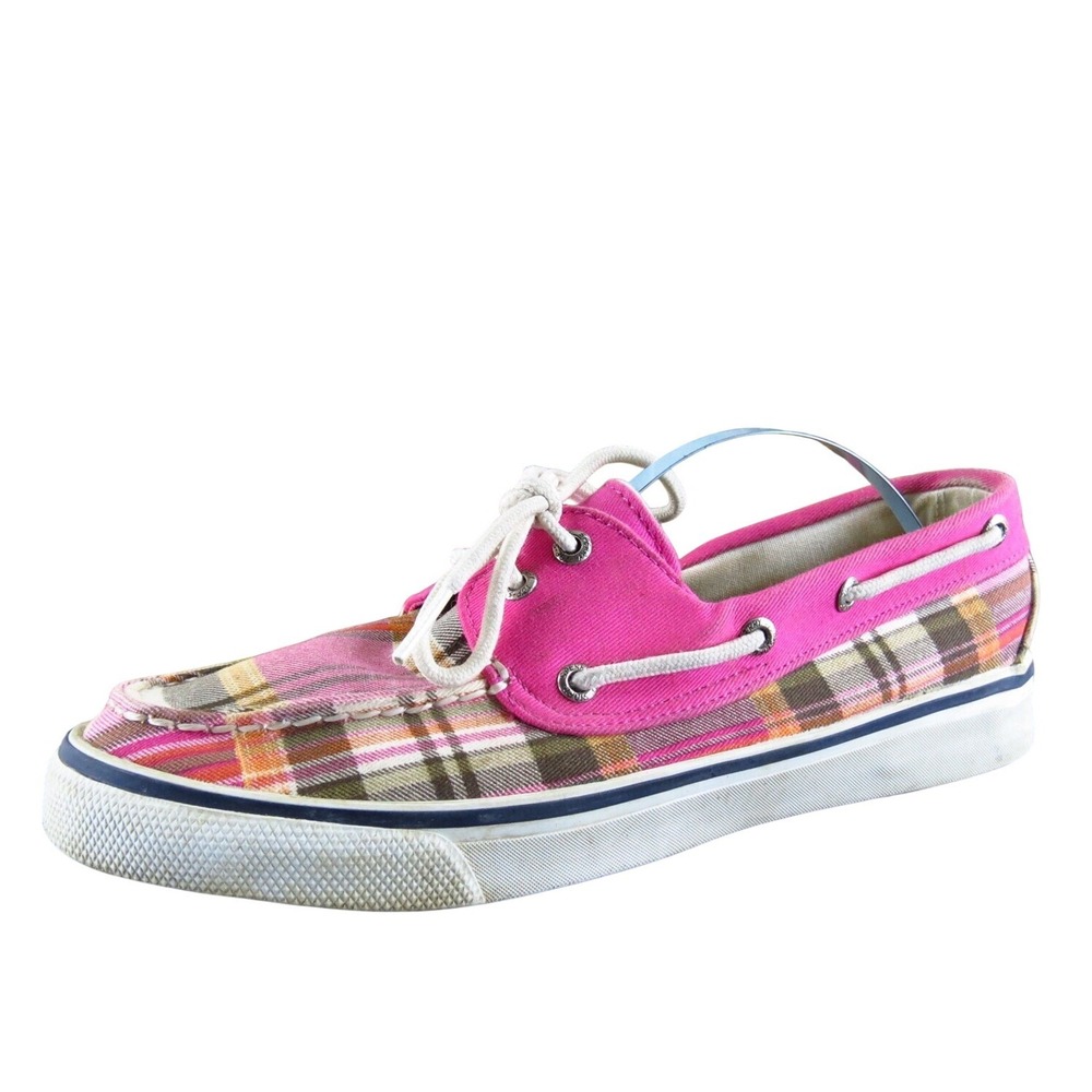 SPERRY Women's Plaid Boat Shoe Pink Fabric Sz 7 Medium Gently Used 2025